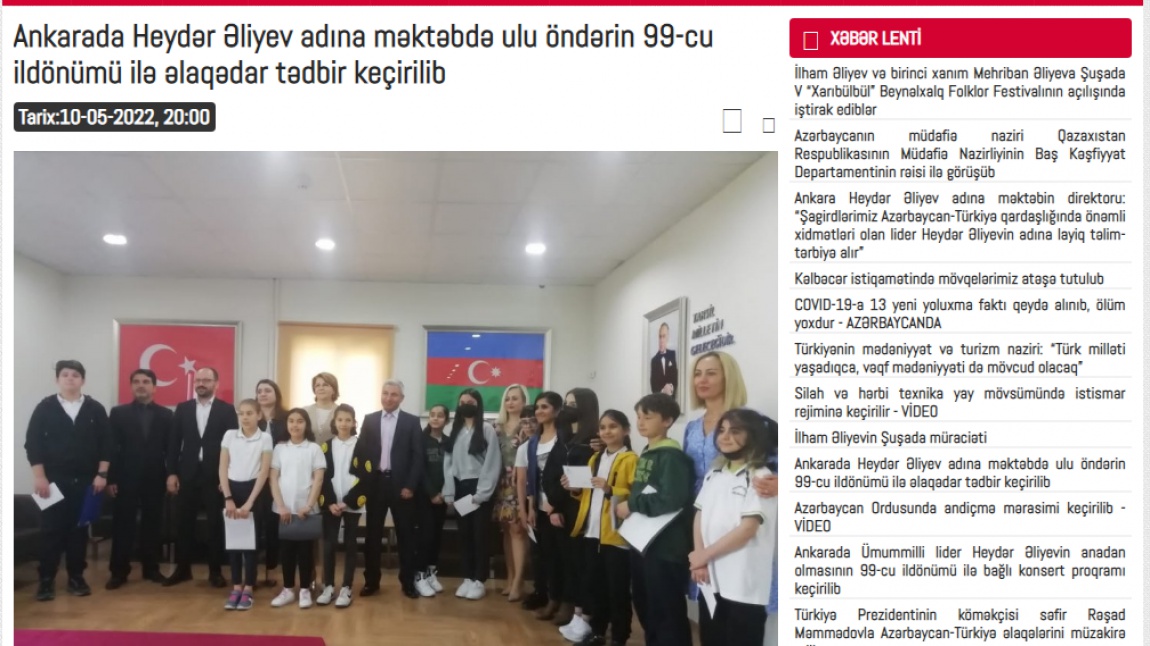  Okulumuz Azerbaycan Basınında 