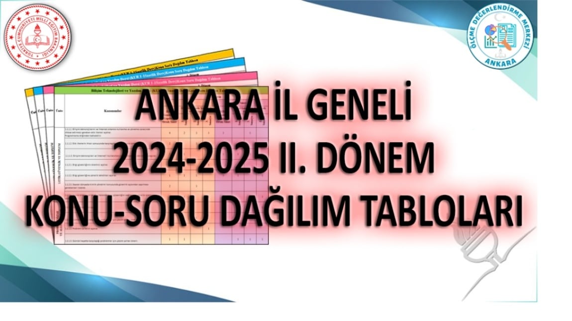 2024-2025 Eğitim-Öğretim Yılı 2. Dönem 1. Yazılı Ortak Sınav Tarihleri ve Konu Soru Dağılım Tabloları